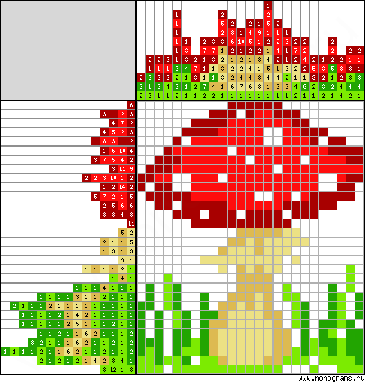 Colour Japanese Crossword Mushroom 